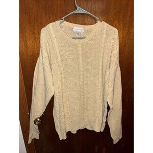 Peterborough Row Men’s Knitted Cream Sweater Size Large Linen Blend Granola
